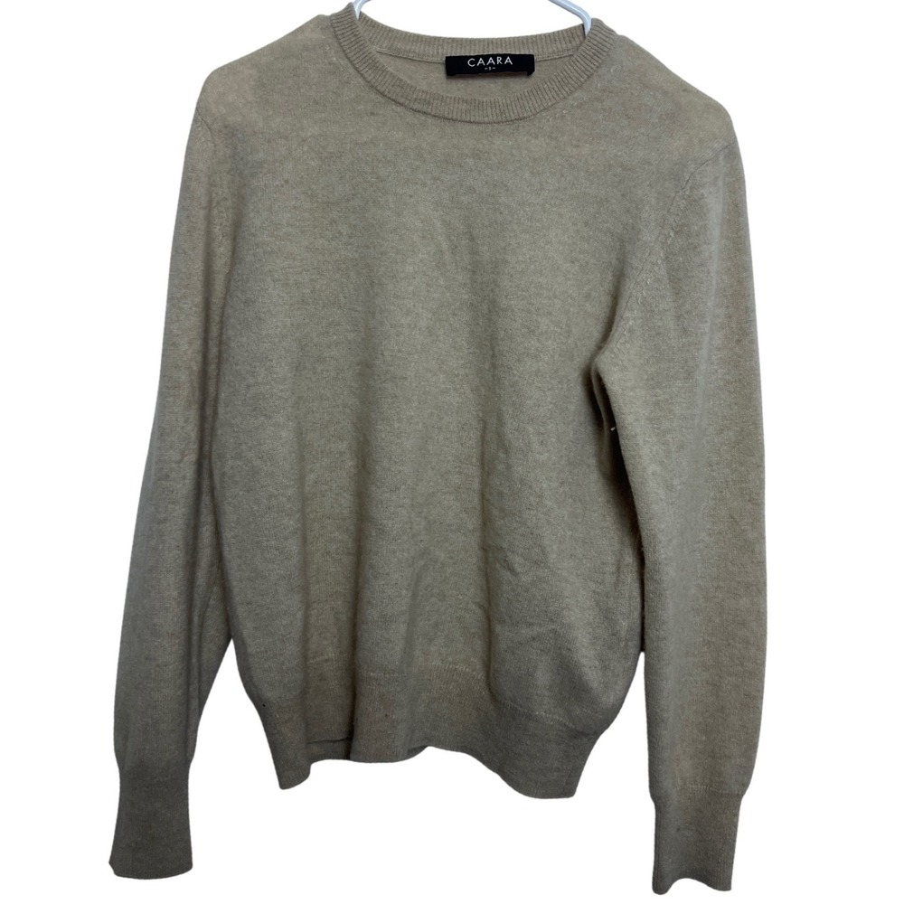 CAARA Women Oatmeal Beige 100% Cashmere Crewneck Sweater S Natural Fiber Softcor